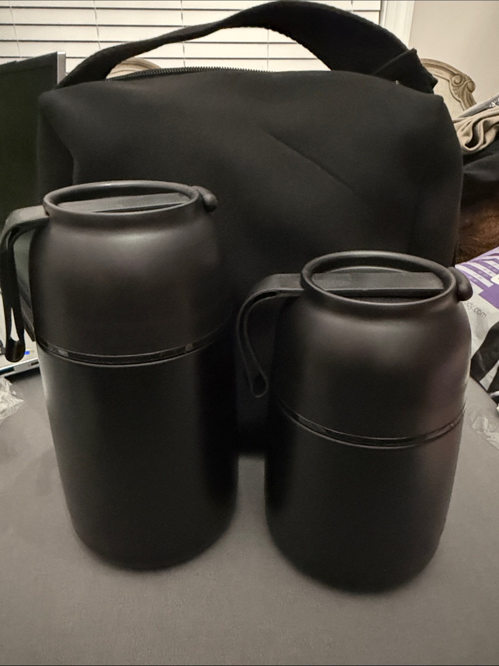 Lunchalot Black Lunch Bag With Hot/Cold Mugs